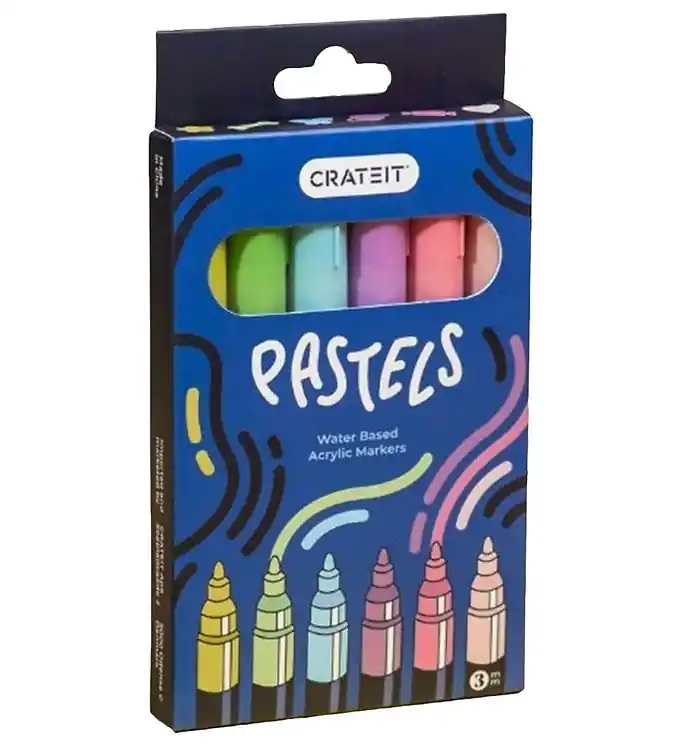 Laatste Kans Crateit Markers - 3 mm - 6 st. - Pastelkleuren