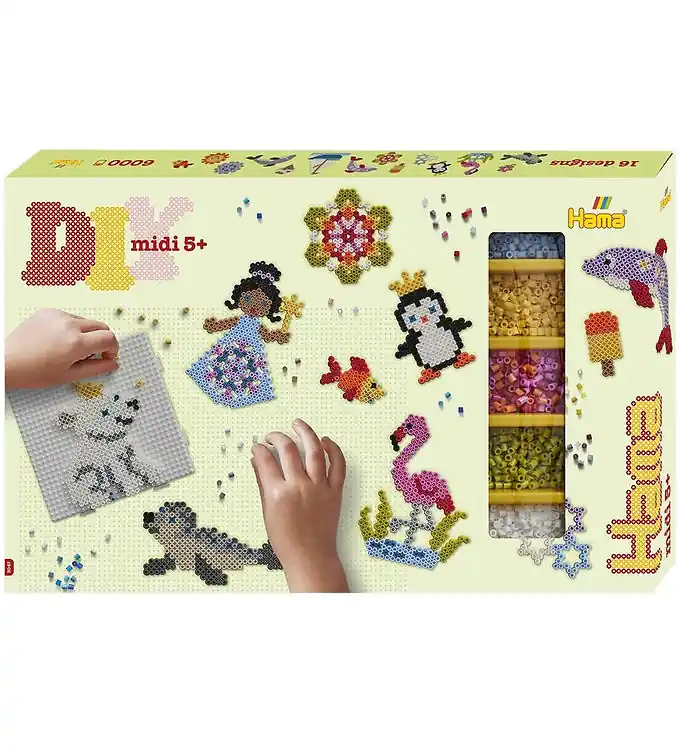 Gereduceerde Prijs Hama Midi Cadeaubox - ong. 6000 Kralen + 3 Borden - Multicolour