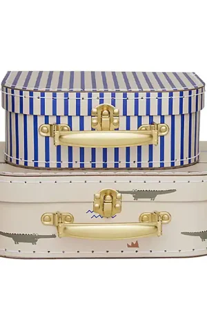 OYOY Koffer - 2 st. - Crocodile & Stripe - Beige Populair