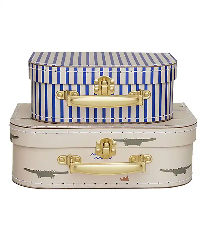 OYOY Koffer - 2 st. - Crocodile & Stripe - Beige Populair