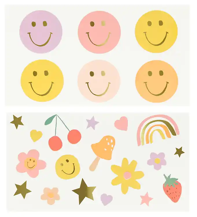 Premium Meri Meri Tattoos - Happy Gezichten