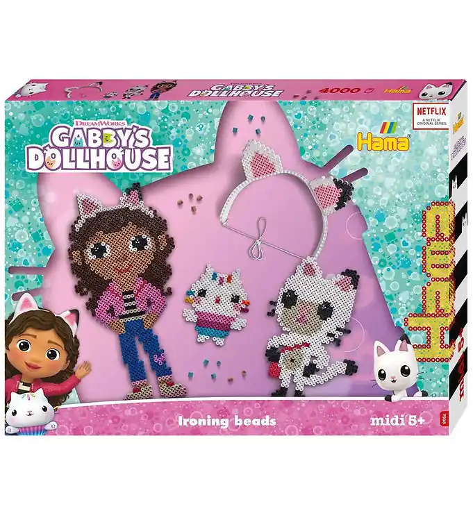 Alleen Vandaag Hama Midi Kralen - 4000 st. + 2 Borden - Gabby's Dollhouse