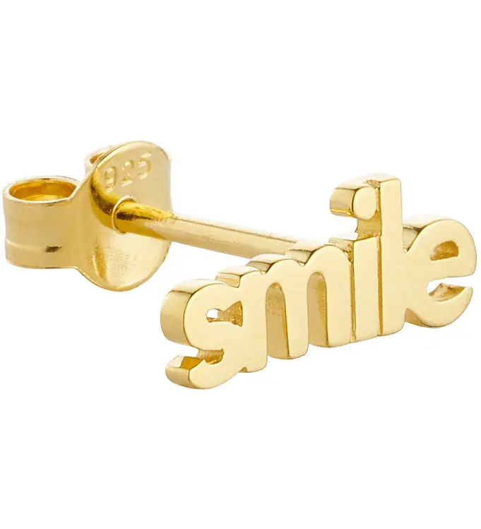 Laatste Versie Design Letters Oorbel - 1 st. - SMILE - 18K verguld