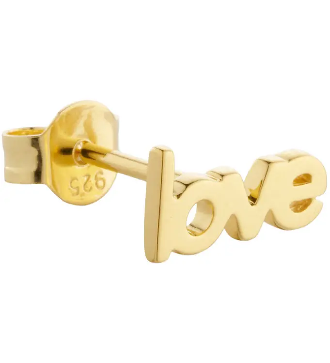 Design Letters Oorbel - 1 st. - Love - 18K verguld Rechtstreeks Van De Fabrikant