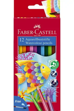 Faber-Castell Kleurpotloden - Aquarel - 12 stk + 1 Borstel Hoge Kwaliteit