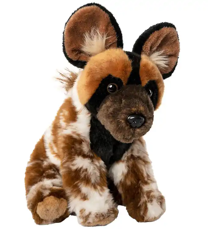 Living Nature Knuffel - 24x16 cm - Afrikaanse wilde hond - Bruin Actieprijs