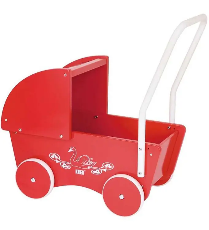 Krea Poppenwagen - Hout - Rood Hoge Kwaliteit