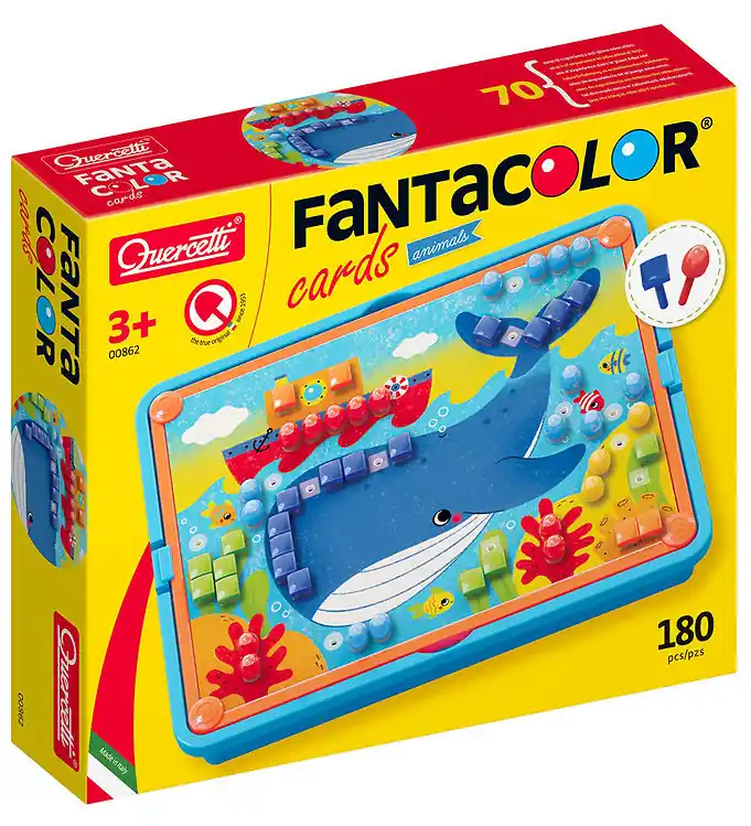 Quercetti Stokmozaïek - FantaColor Kaarten - Dieren - 180 Onderd Exclusieve Aanbieding
