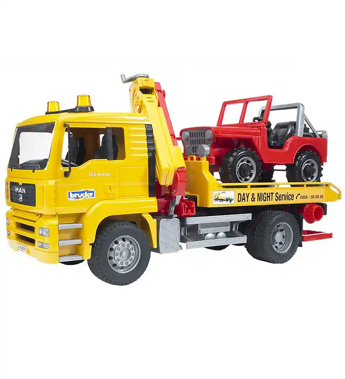 Bruder Vrachtwagen - MAN TGA Pechhulpwagen m. Offroader - 02750 Alleen Vandaag