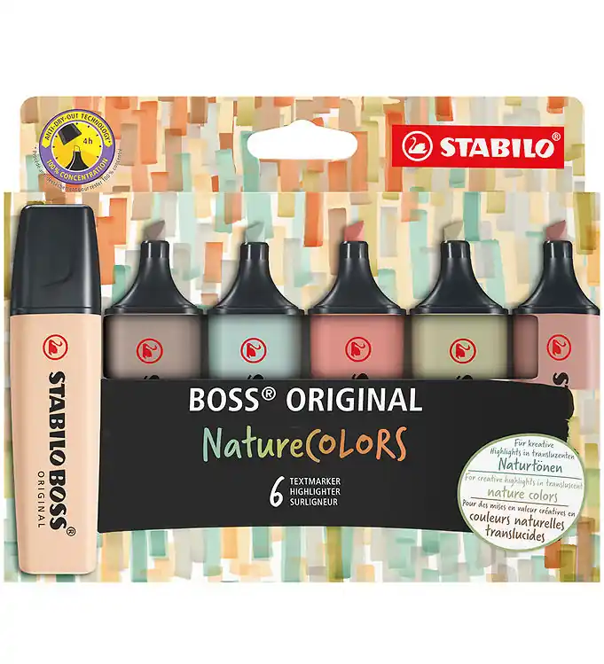 Dagaanbieding Stabilo Markeerstiften - BOSS - 6 stk - Nature Kleuren