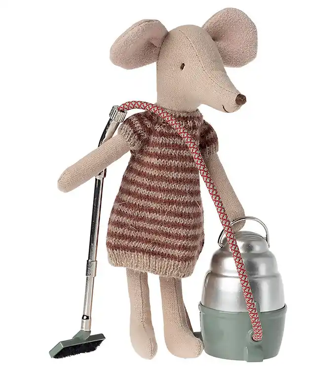 Aanbieding Maileg Poppen Accessoires - Stofzuiger - Muis - Chrome/Dusty Gro