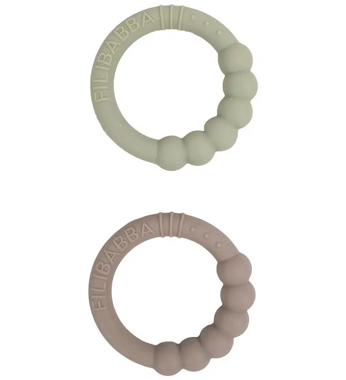 Veilige Betaling Filibabba Bijtring - Silicone - 2-pack - Warm Grey/Olie Green