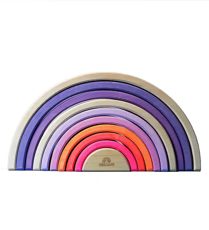 Superprijs Grimms Houten Speelgoed - Regenboog - 10 Onderdelen - Neon Roze