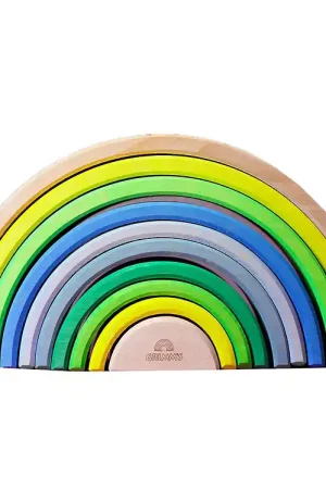Grimms Houten Speelgoed - Regenboog - 10 Onderdelen - Neon Groen Aanbieding