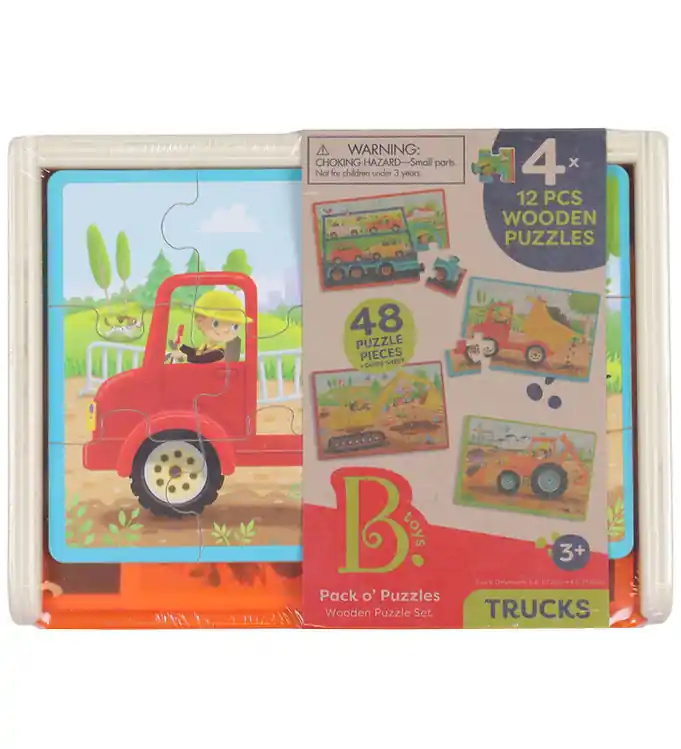 B. toys Puzzel - 4x12 - Werkvoertuigen Merkproduct