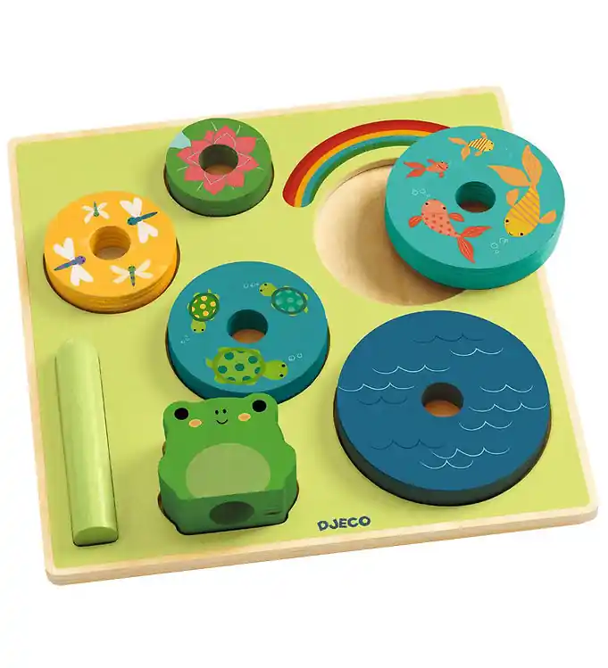 Superprijs Djeco Puzzel/Stapelspeelgoed - 8 Onderdelen - Hout - Rainbow