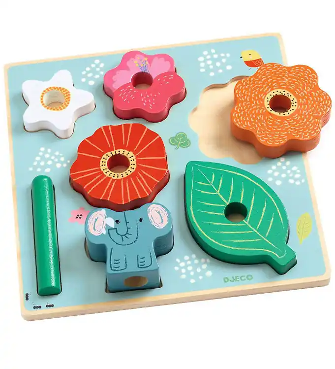Djeco Puzzel/Stapelspeelgoed - 8 Onderdelen - Hout - Happy Actieprijs