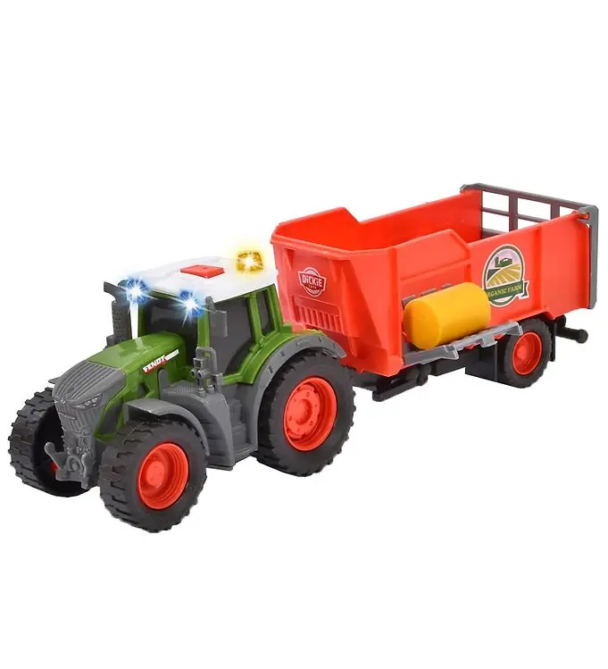 Dickie Toys Trekker m. Aanhanger - Fendt Farm Aanhanger - Licht/ Direct Beschikbaar