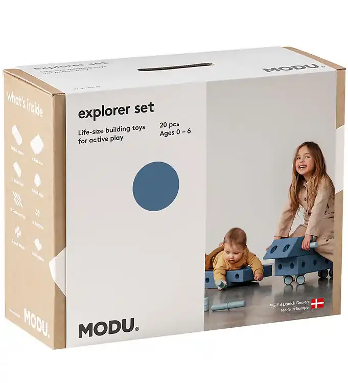 Beste Prijs MODU Explorer Set - 20 Onderdelen - 55x40x20 cm - Deep Blue/Sky