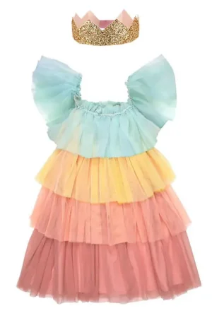 Merkproduct Meri Meri Verkleedkleren - Rainbow Ruffle Princess Dress Omhoog