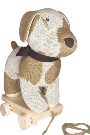 Gratis Retour Smallstuff Trekspeelgoed - Hondje - 30x30 cm - Off White/Nature