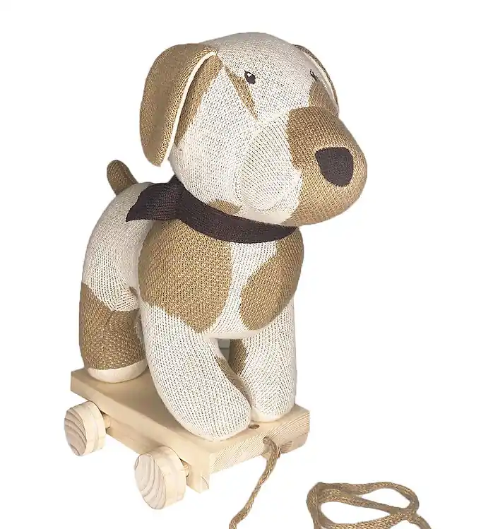 Gratis Retour Smallstuff Trekspeelgoed - Hondje - 30x30 cm - Off White/Nature