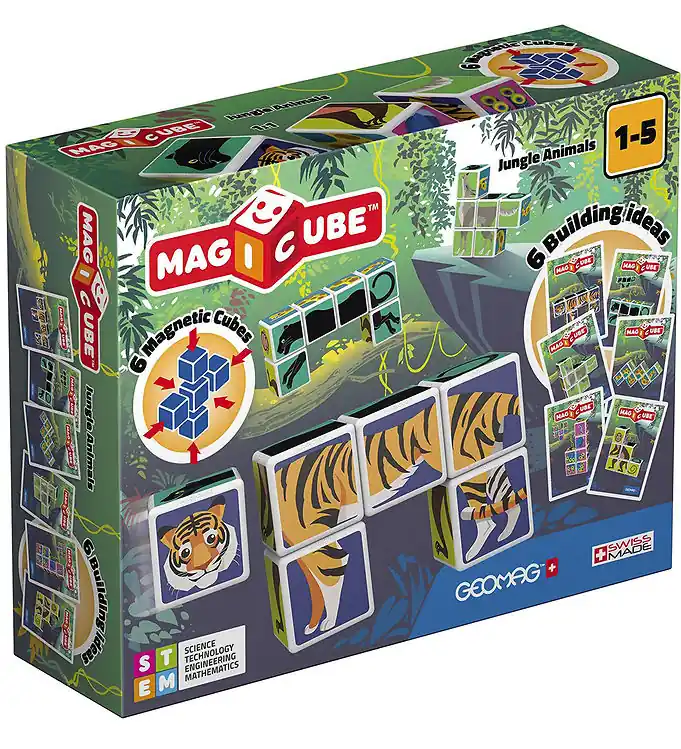 Bestel Nu Geomag Magneetset - Magicube bedrukt Jungle Animals - 6 Onderdel