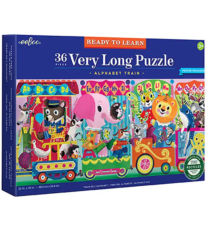 Uitverkoop Eeboo Puzzel - 36 Bakstenen - 88.9x25.4 cm - De lange Alfabet-
