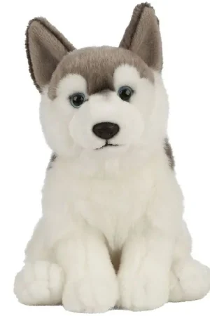 Living Nature Knuffel - 24x10 cm - Husky Hondje - Grijs/Wit Koop Vandaag