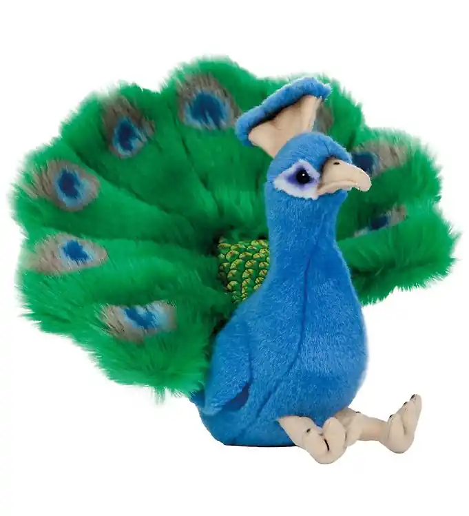 Gratis Retour Living Nature Knuffel - 24x20 cm - Pauw - Groen/Blauw