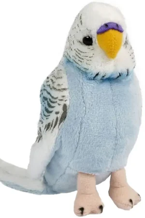 Living Nature Knuffel - 10x5 cm - Grasparkiet m. Geluid - Blauw Dagaanbieding