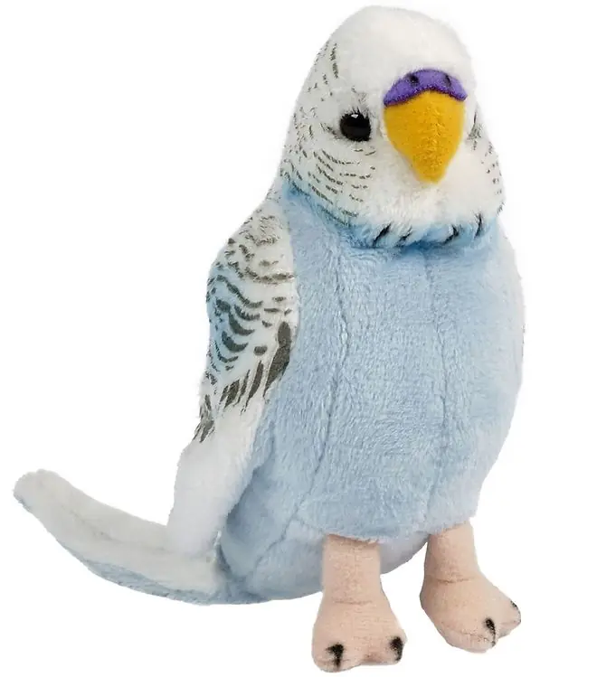 Living Nature Knuffel - 10x5 cm - Grasparkiet m. Geluid - Blauw Dagaanbieding