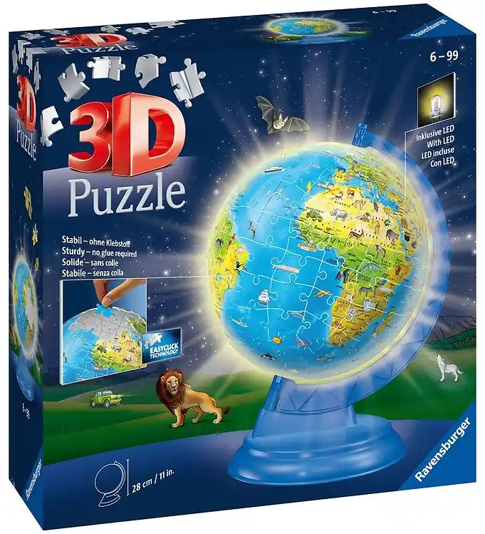Ravensburger 3D Puzzel - 188 Bakstenen - Kinder Globe Nacht Finale Uitverkoop