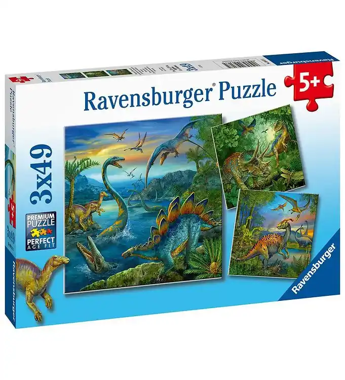 Seizoensaanbieding Ravensburger Puzzel - 3x49 Bakstenen - Dinosaur Facinaiton