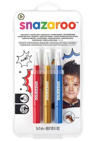 Direct Beschikbaar Snazaroo Schmink - Schilderen met penseel - 3 st. - Rood/Goud/Bl