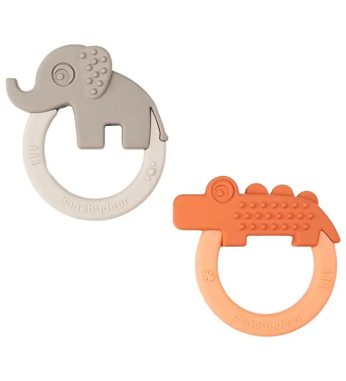 Done by Deer Bijtring - 2-pack - Deer Friends - Papaya/Zand Exclusieve Aanbieding
