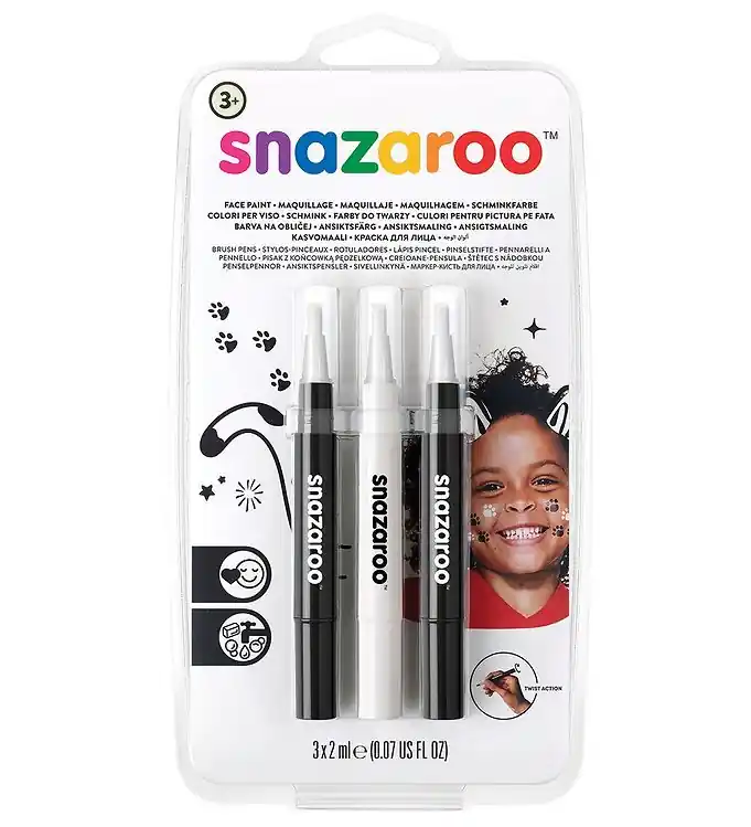 Laatste Kans Snazaroo Schmink - Kwastverf - 3 st. - Zwart/Wit