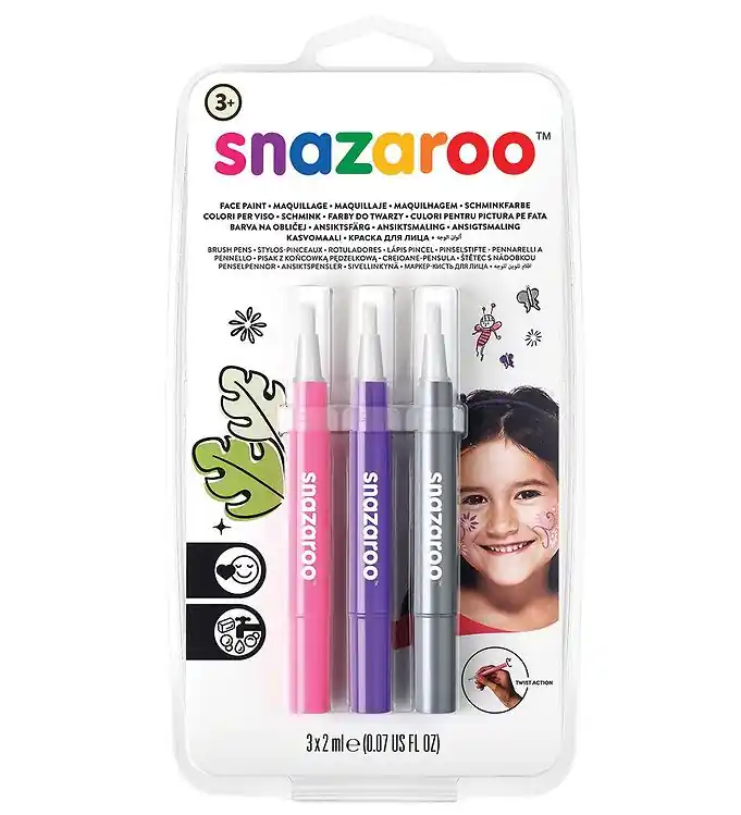 Superprijs Snazaroo Schmink - Kwastverf - 3 st. - Roze/Paars/Zilver