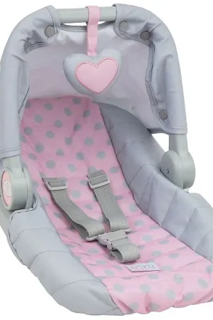 Tiny Treasures Poppen Accessoires - Autostoel - Grijs/Roze Koopje
