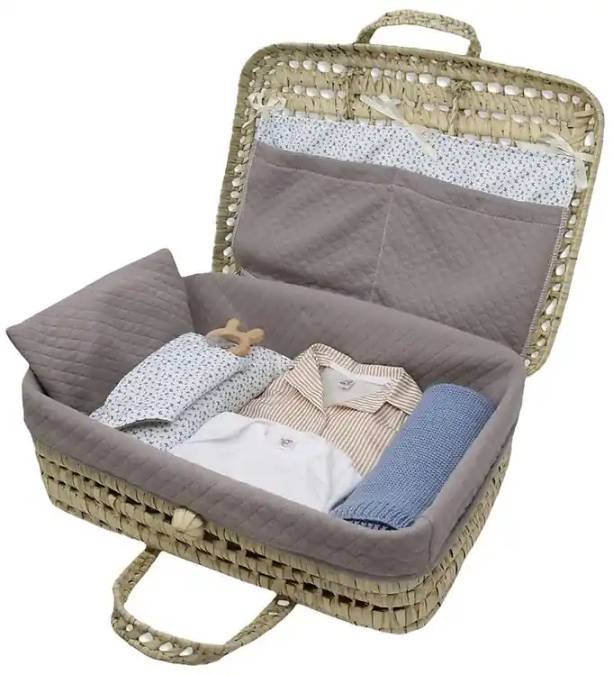 Weekendaanbieding Asi Poppen Accessoires - Poppenkoffer - Vintage Print Grijs En B