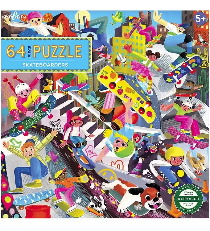 Eeboo Puzzel - 64 Bakstenen - 38x38 cm - Skateboarders Bestseller