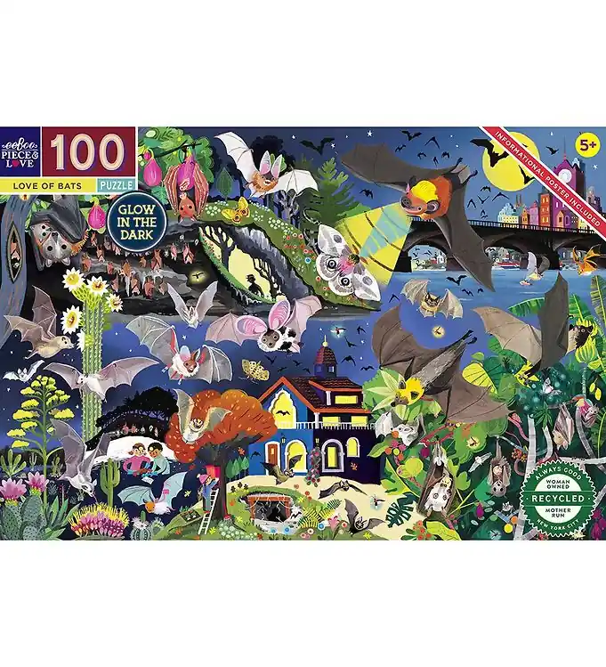 Eeboo Puzzel - 100 Bakstenen - 45,7x68,5 cm - Love Of Bats Nieuw