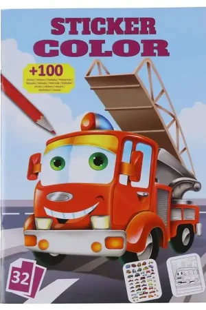 Megastar Kleurboek m. Stickers - 32 pagina's - Auto's Gereduceerde Prijs