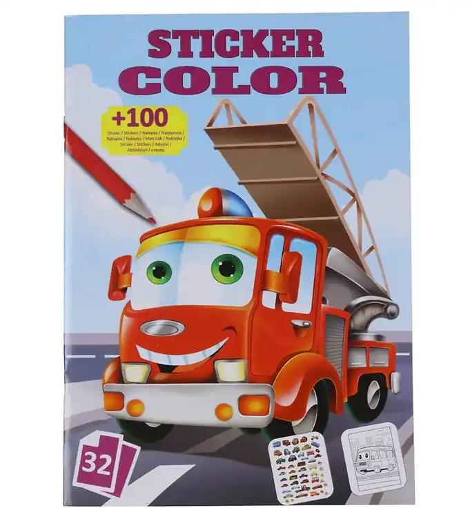 Megastar Kleurboek m. Stickers - 32 pagina's - Auto's Gereduceerde Prijs