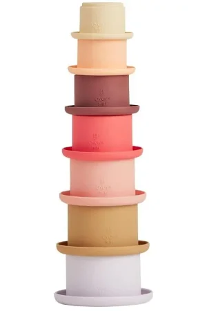 OYOY Stapelbekers - Tawa Silicone - Cherry Red/Vanilla Direct Verzonden