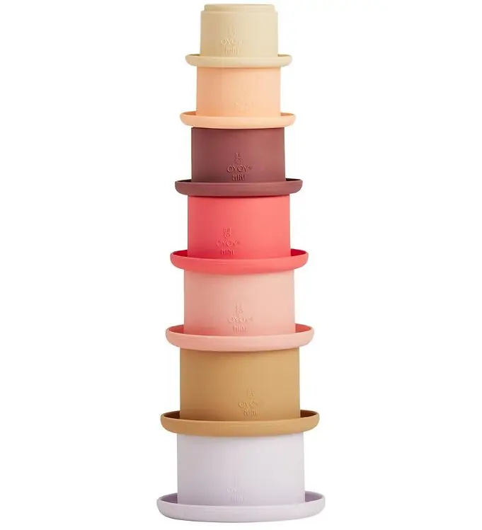 OYOY Stapelbekers - Tawa Silicone - Cherry Red/Vanilla Direct Verzonden