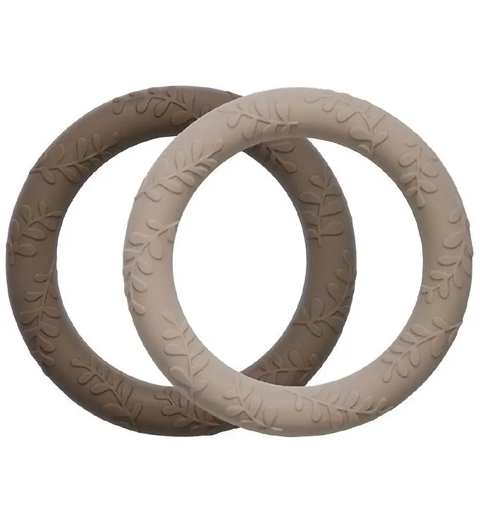 Koop Vandaag A Little Lovely Company Bijtring - 2-pack - Bladeren - Taupe