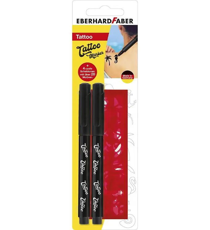 Eberhard Faber Tattoo Marker m. Sjablonen - 2 stk - Zwart Direct Verzonden
