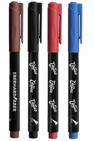Tijdelijk Beschikbaar Eberhard Faber Tattoo Marker m. Sjablonen - One-Liner - 4 Kleure