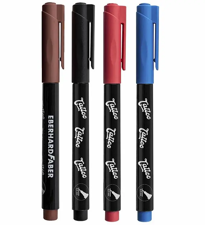 Tijdelijk Beschikbaar Eberhard Faber Tattoo Marker m. Sjablonen - One-Liner - 4 Kleure